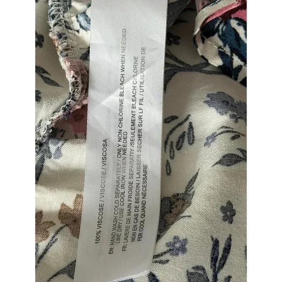 Band of Gypsies Floral Maxi Wrap Dress Ivory Navy Mauve High Low Boho Large - Picture 9 of 13